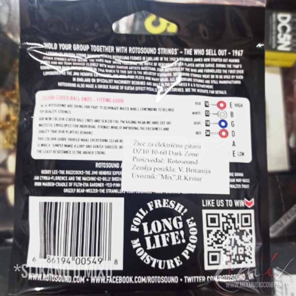 Rotosound DZ10 010-060 Dark Zone Žice za električnu gitaru - Slika 5