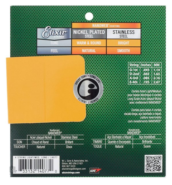 Elixir 14077 Medium 045-105 Žice za bas gitaru Nickel Plated Steel - Slika 2