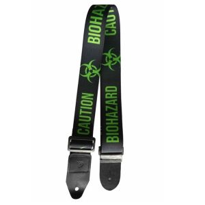 Wakertone GS2 Biohazard Caution Green Kaiševi za gitaru sa kožnim krajevima