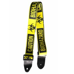 Wakertone GS2 Caution Biohazard Yellow Kaiš za gitaru sa kožnim krajevima