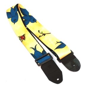 Wakertone GS2 Guitar Strap - Free Blue Bird Kaiš za gitaru sa kožnim krajevima
