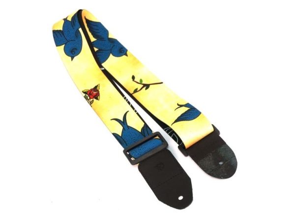 Wakertone GS2 Guitar Strap - Free Blue Bird Kaiš za gitaru sa kožnim krajevima