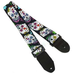 Wakertone GS2 Gutiar Strap - Black Bone Kaiš za gitaru sa kožnim krajevima