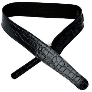 Wakertone LGS1 Black Leather Finish Kožni kaiš za gitaru Crna boja