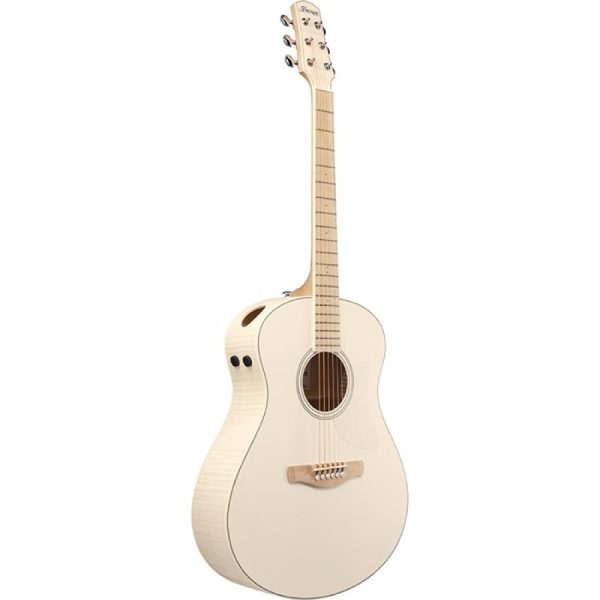 Ibanez AAM370E-OAW akustična ozvučena gitara – bočni prikaz sa vidljivim soundport otvorom i prirodnim Antique White finišem