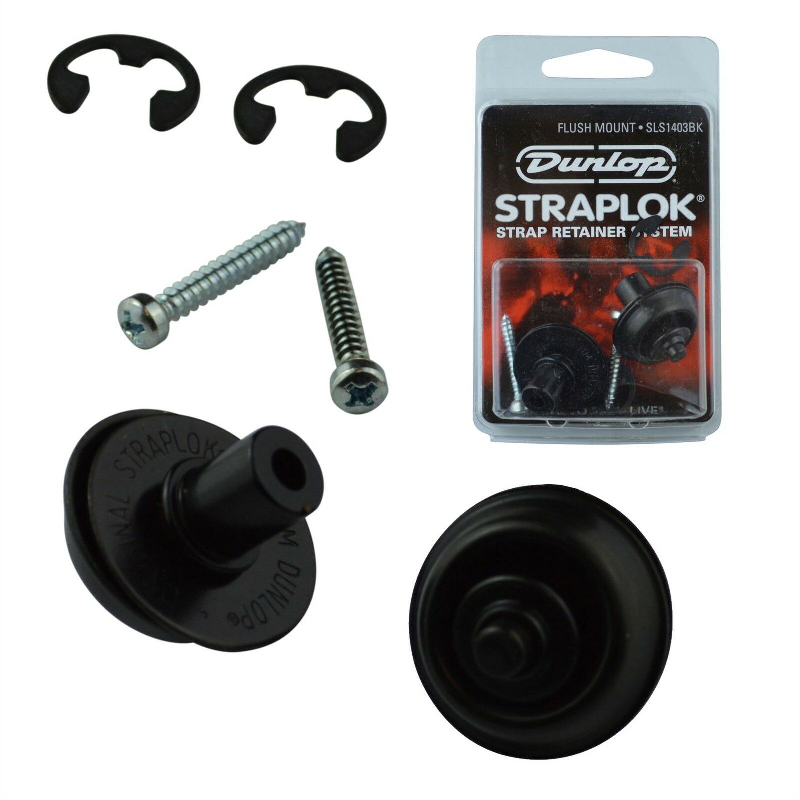Dunlop SLS1403BK Straplok Dugme za Kaiš – Dual Design Strap Lock, Crno - Slika 2