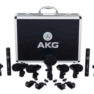 AKG Drum Set Session 1 komplet od 7 mikrofona za bubnjeve u otvorenom aluminijumskom transportnom koferu sa pratećim držačima
