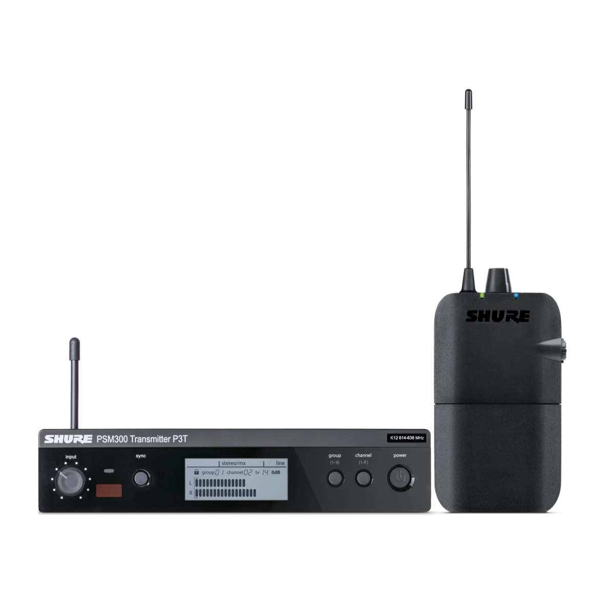 Shure P3TER-H20 bežični in-ear monitorski sistem sa P3T predajnikom i P3R laganim bodypack prijemnikom