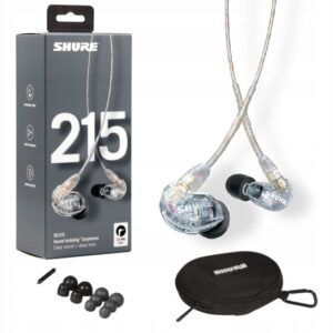 Shure SE215-CL-EFS prozirne in-ear profesionalne slušalice sa odvojivim kablom i setom prilagodljivih jastučića