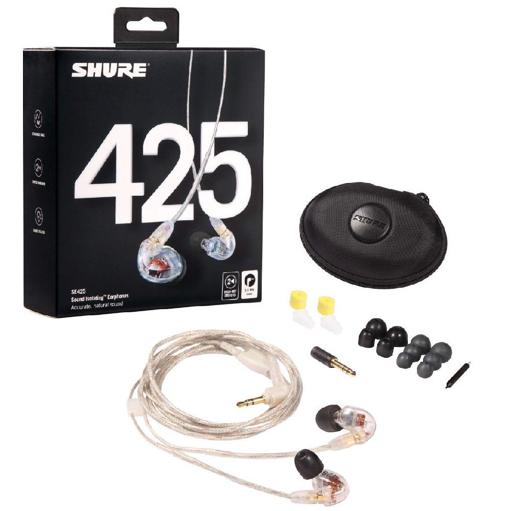 SHURE SE425-CL-EFS Profesionalne Sound Isolating dual-driver in-ear monitorske slušalice (Prozirna boja) - Slika 2