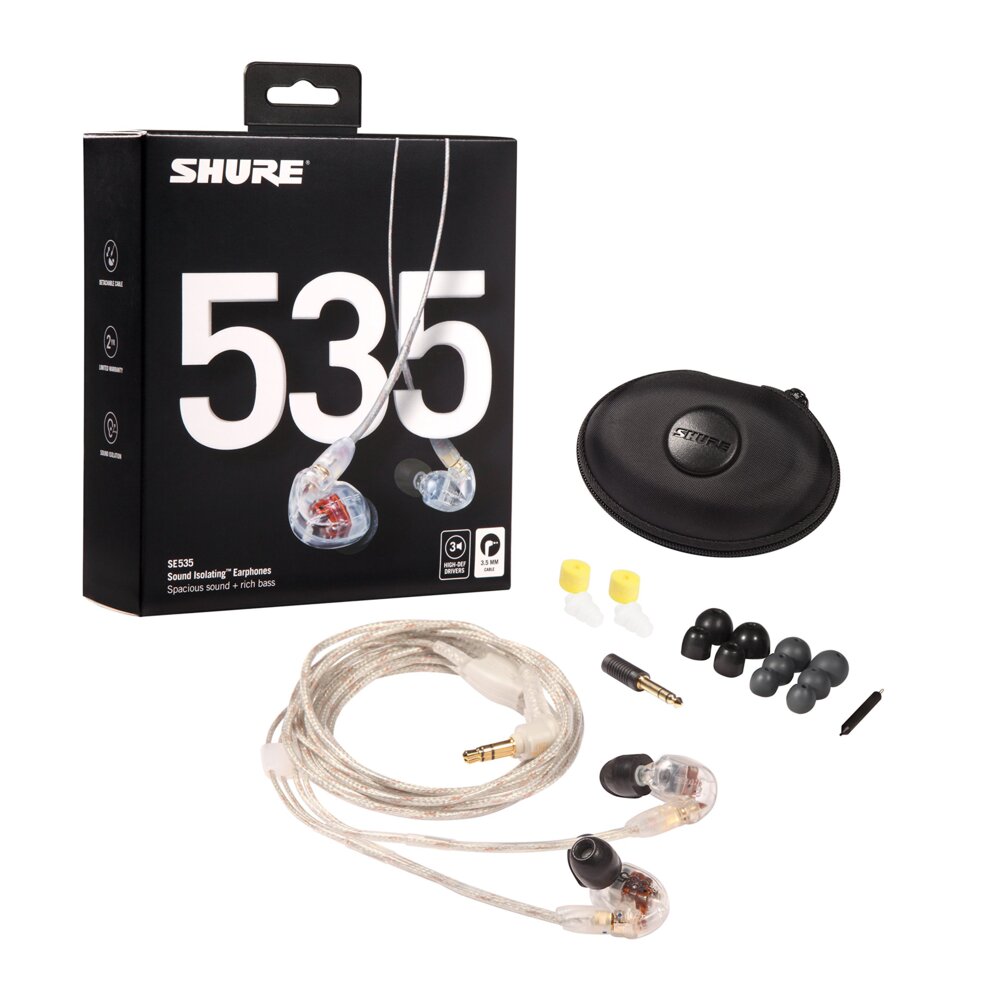 SHURE SE535-CL-EFS Profesionalne Sound Isolating triple-driver in-ear monitorske slušalice (Prozirna boja) - Slika 2