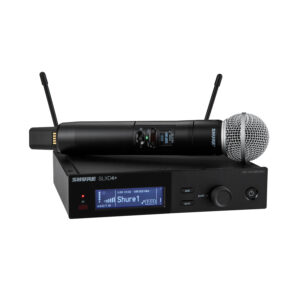 Shure SLXD24+E/58-G65 profesionalni digitalni bežični vokalni sistem koji sadrži metalni SLXD4 prijemnik i SLXD2 ručni predajnik sa SM58 mikrofonskom glavom