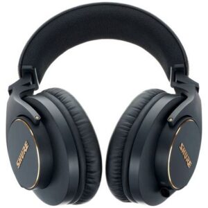 Shure SRH840A-EFS profesionalne zatvorene studijske slušalice crne boje sa zlatnim prošivima na traci za glavu i odvojivim kablom