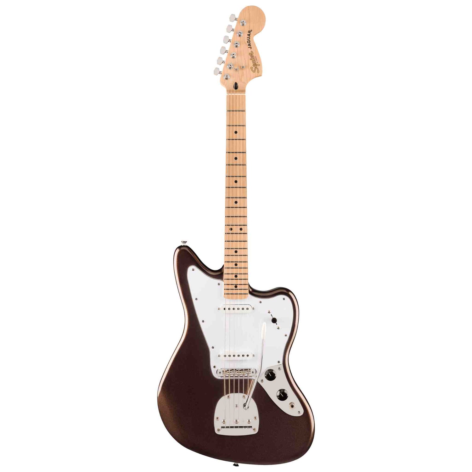 Squier by Fender Affinity Series Jaguar LRL električna gitara u Mystic Metallic Brown metalik braon boji sa dva hambakera i crnom maskom