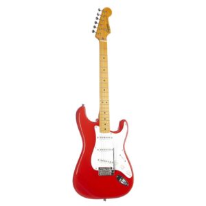 Squier by Fender Classic Vibe '50s Stratocaster MN električna gitara u crvenoj Fiesta Red boji sa javorovim vratom, belom maskom i tri singl-cojl magneta