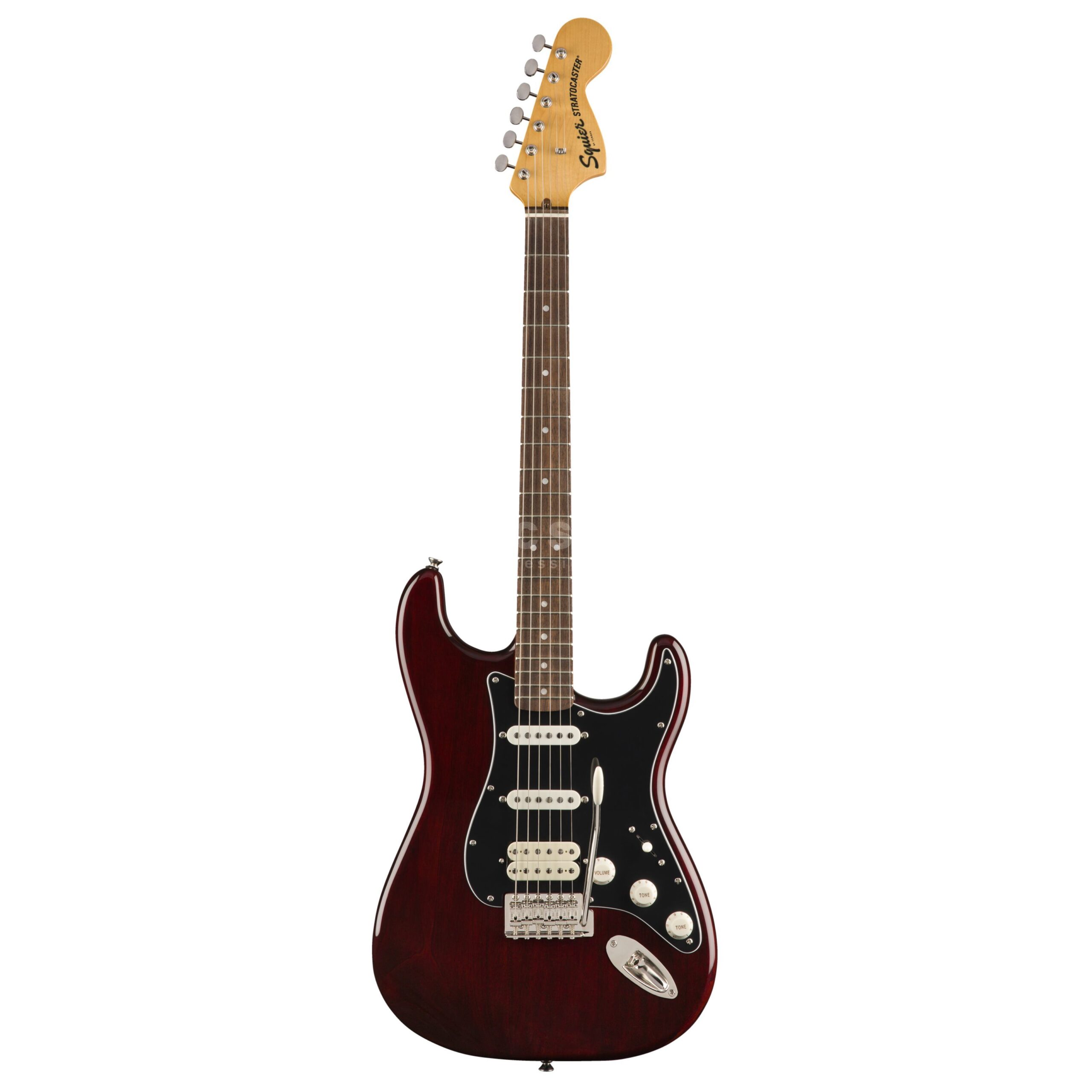 Squier by Fender Classic Vibe '70s Stratocaster HSS LRL električna gitara u tamnoj Walnut boji oraha sa prstohvatom od indijskog lovora, velikom glavom i crnom maskom
