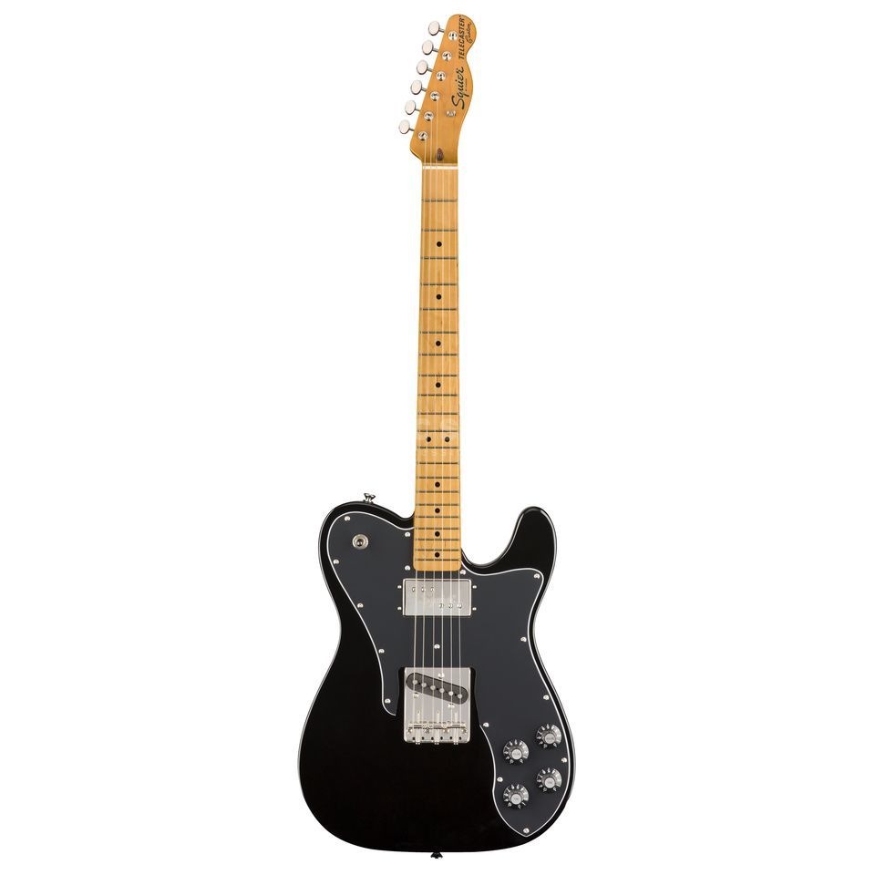 Squier by Fender Classic Vibe '70s Telecaster Custom MN električna gitara u sjajnoj crnoj boji sa javorovim vratom, velikom asimetričnom maskom, jednim hambakerom i jednim singl-cojl magnetom