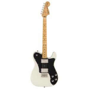 Squier by Fender Classic Vibe '70s Telecaster Deluxe MN električna gitara u beloj Olympic White boji sa javorovim vratom, velikom crnom maskom i dva Wide Range hambaker magneta
