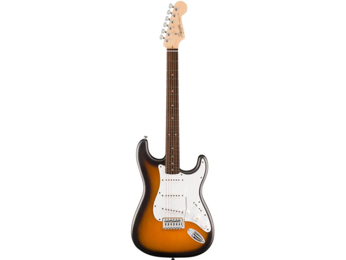 Squier by Fender Debut Series Stratocaster električna gitara u 2-Tone Sunburst finišu sa belom okidnom pločom i laurel prstohvatom