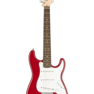 Squier by Fender Mini Stratocaster električna gitara u smanjenoj 3/4 veličini i Dakota Red crvenoj boji sa fiksnim mostom i belom zaštitnom pločom