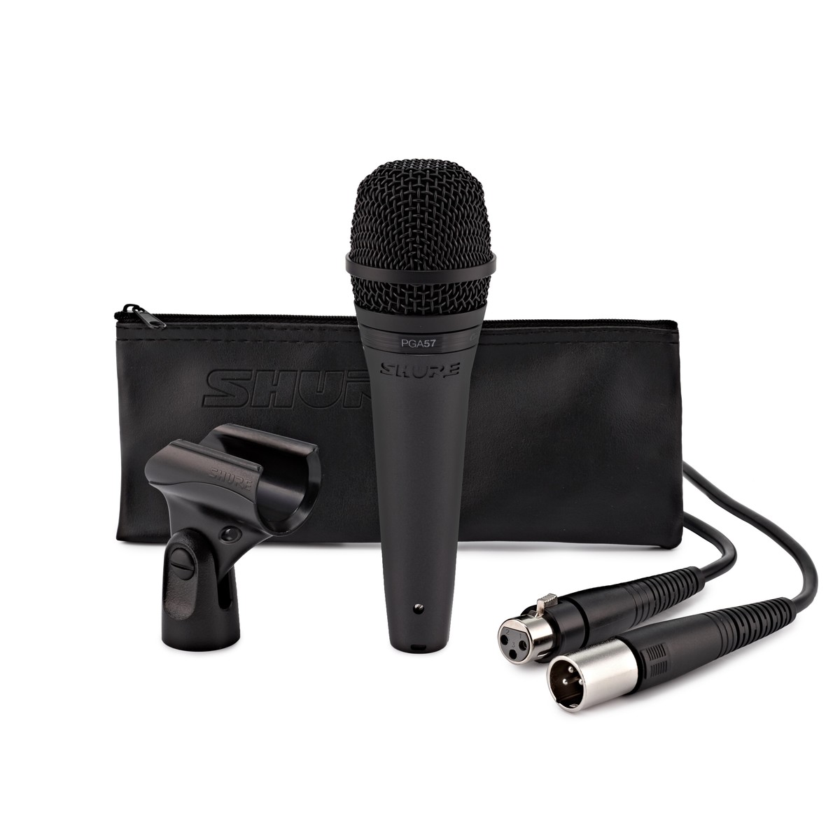 Shure PGA57-XLR profesionalni instrumentni dinamički mikrofon crne boje sa ravnom zaštitnom mrežicom i originalnim XLR kablom