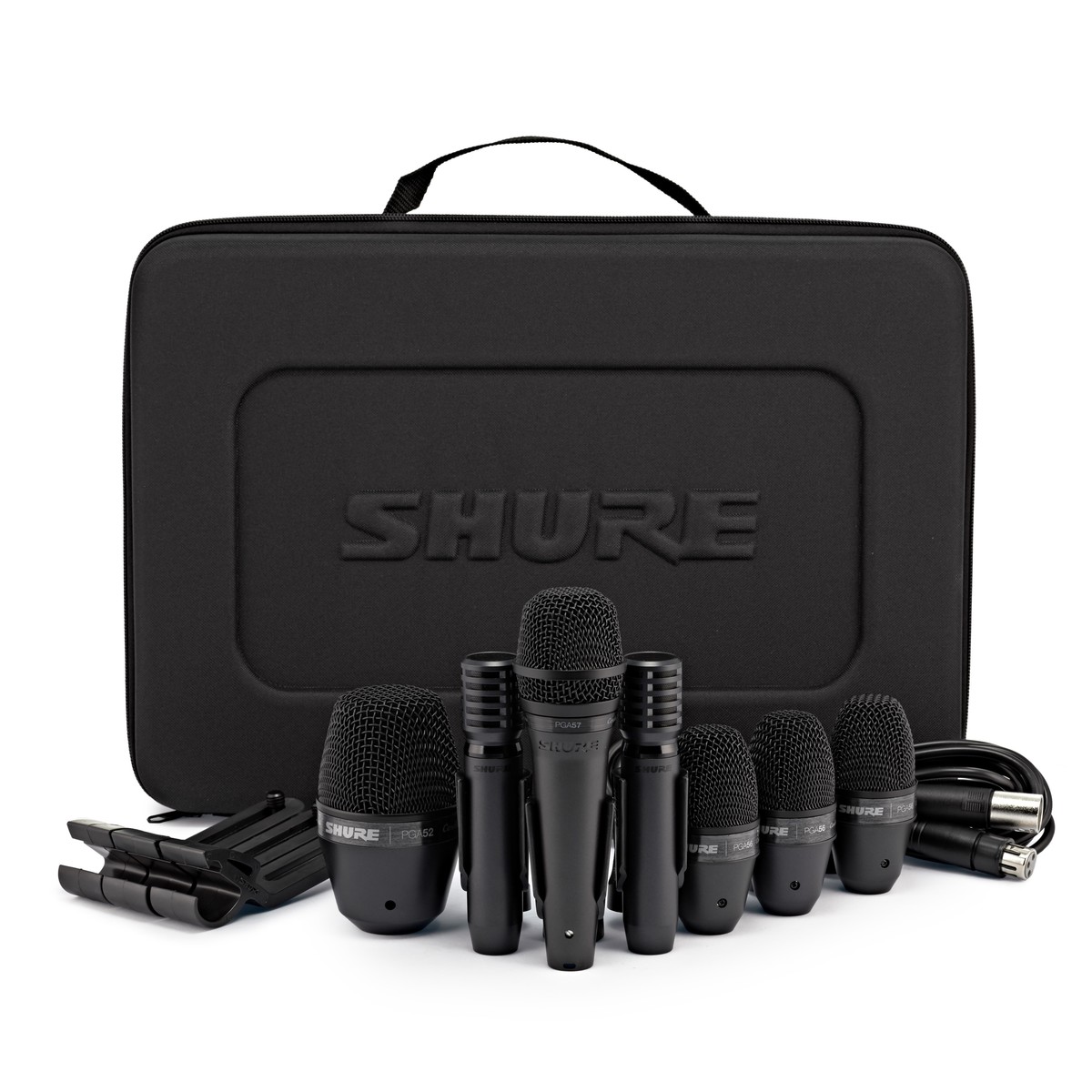 Shure PGADRUMKIT7 profesionalni sedmodelni komplet mikrofona za bubnjeve sa kablovima, držačima i crnim koferom
