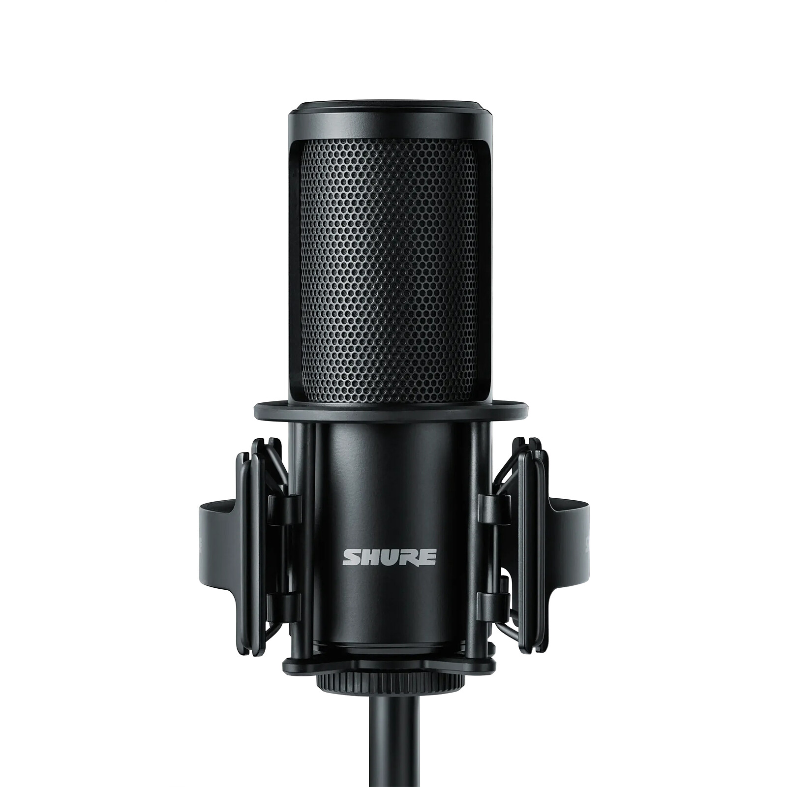 Shure SM4-K profesionalni studijski kondenzatorski mikrofon crne boje sa elastičnim nosačem, metalnim pop-filterom i torbicom