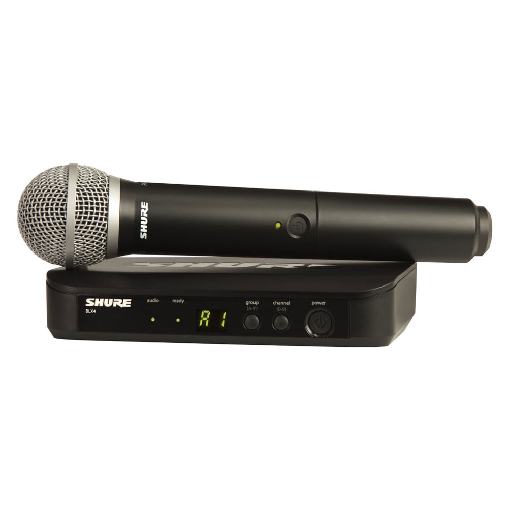 Shure BLX24E/PG58-H8E profesionalni bežični vokalni sistem sa BLX4 prijemnikom i BLX2 ručnim predajnikom sa PG58 mikrofonskom glavom
