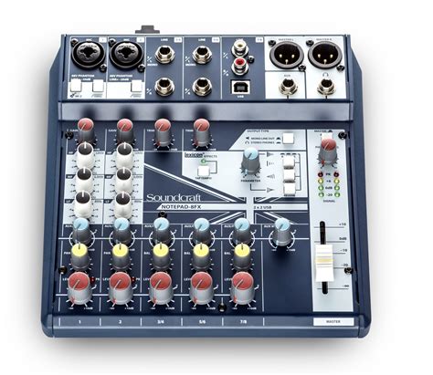 Soundcraft Notepad-8FX analogni mikser sa 8 kanala, USB interfejsom i zelenim Lexicon tasterima za efekte