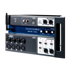 Soundcraft Ui12 digitalni stagebox mikser crne boje sa Wi-Fi antenom, XLR ulazima i USB priključcima