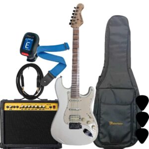 Wakertone VK77-CR električni gitarski paket sa krem gitarom, Vaker AG40 pojačalom od 40W, Rowin štimerom, vodootpornom torbom, kaišem i kablom