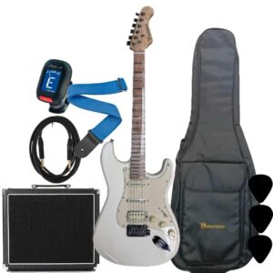 Wakertone VK77-CR električni gitarski paket sa krem gitarom, Vaker VG60 pojačalom od 60W, Rowin štimerom, vodootpornom torbom, kaišem i kablom