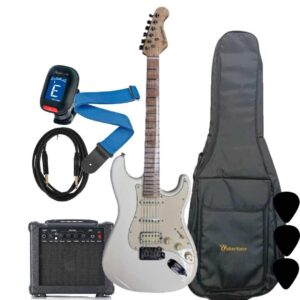 Wakertone VK77-CR električni gitarski paket sa krem gitarom, Vaker VG15 pojačalom, Rowin štimerom, vodootpornom torbom, kaišem i kablom