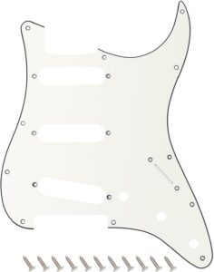 Wakertone PGRD-VK77SSS zamenska troslojna bela maska za Stratocaster električnu gitaru sa tri singl otvora