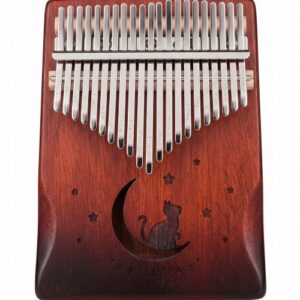 Wakertone 21C kalimba od mahagonija sa 21 tiptom i motivom mačke i meseca